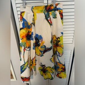 Milly Floral Skirt in Cream and Multicolor